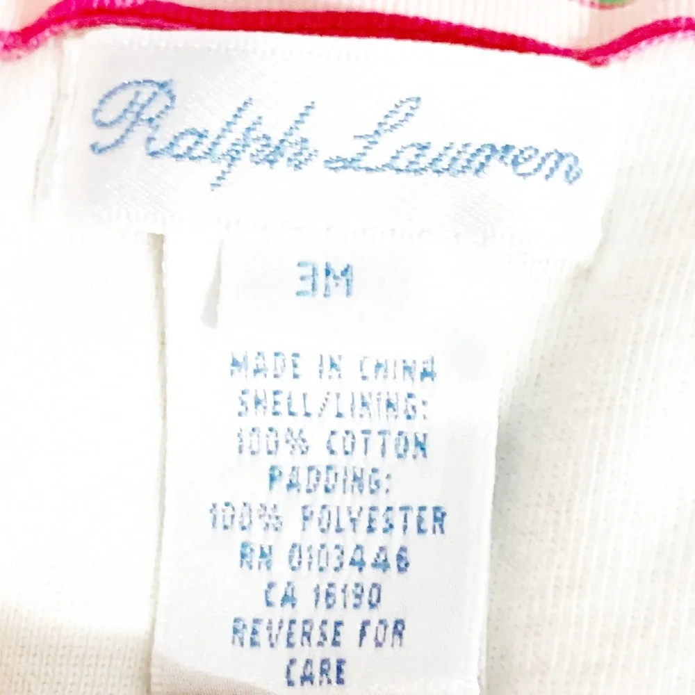 Ralph Lauren One Piece Quilted Thin Waled Corduroy Hood Snowsuit Bunting Lining
